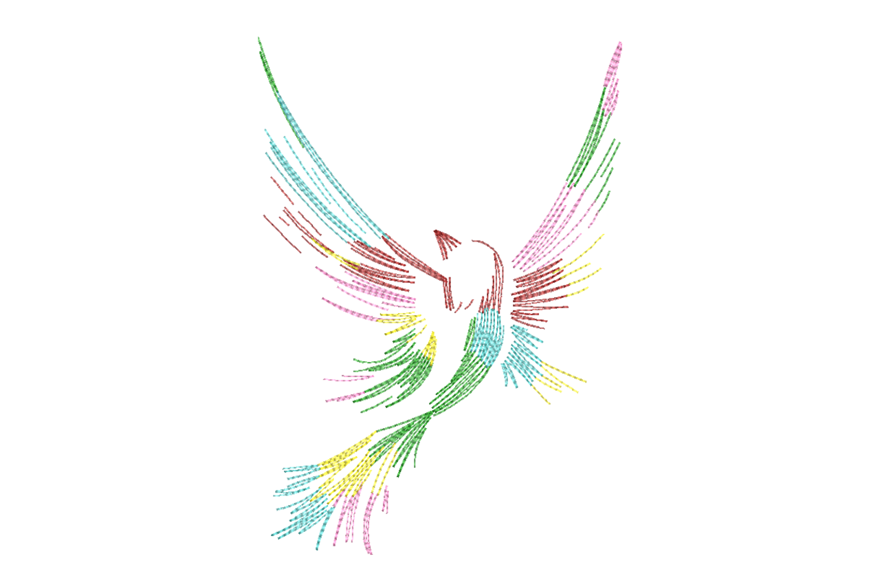 Rainbow Phoenix Bird Machine Embroidery Design