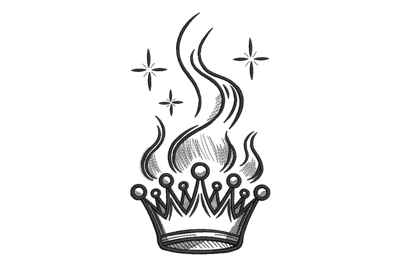 Flaming Crown Machine Embroidery Design