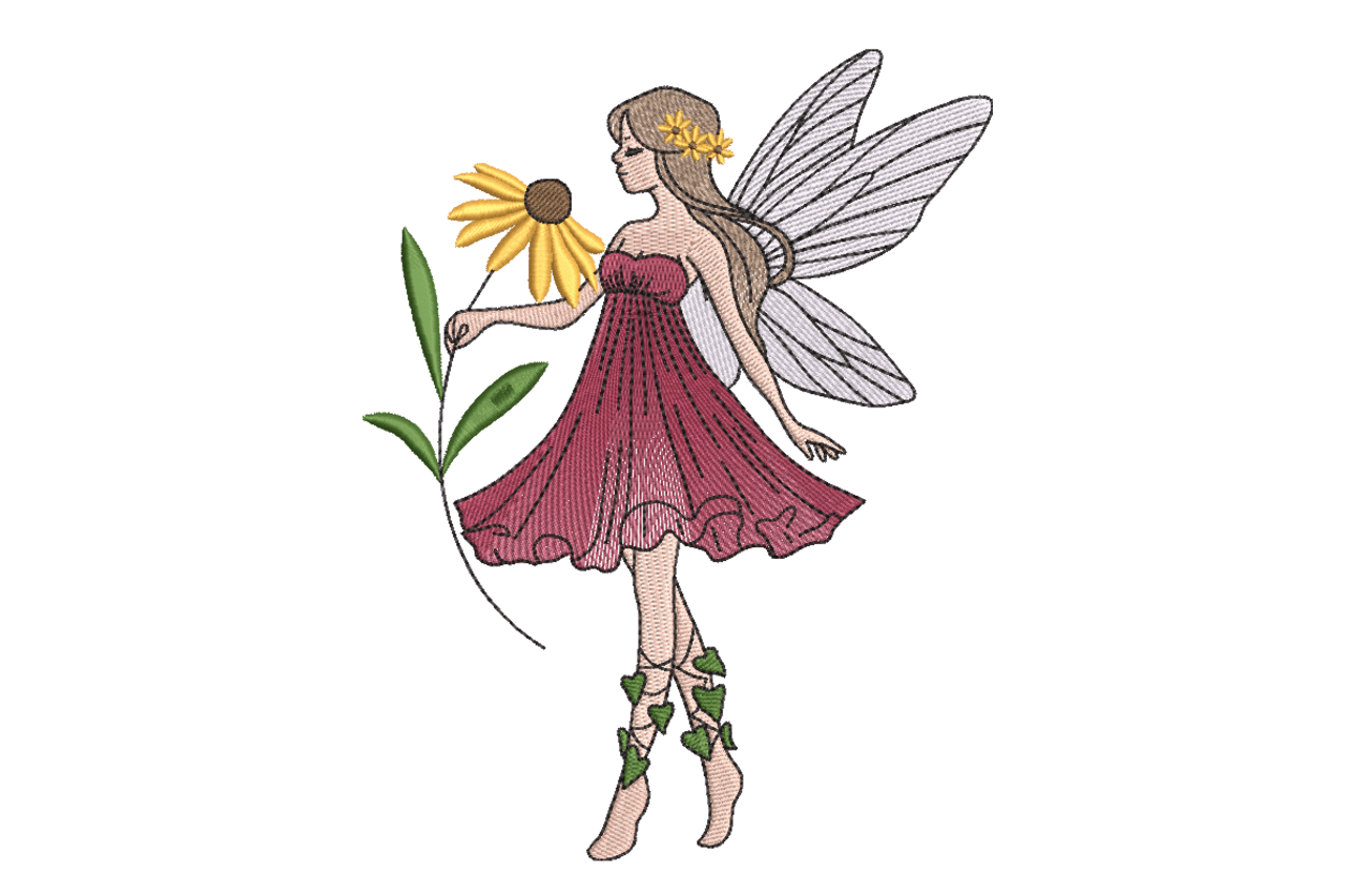 Fairy with Sunflower Machine Embroidery Design