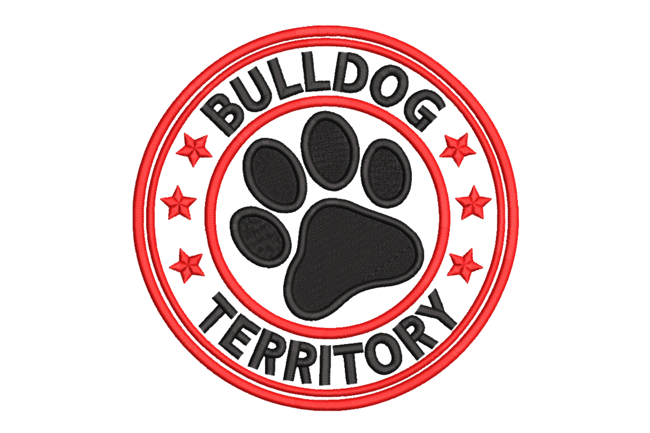 Bulldog Territory Paw Print Machine Embroidery Design