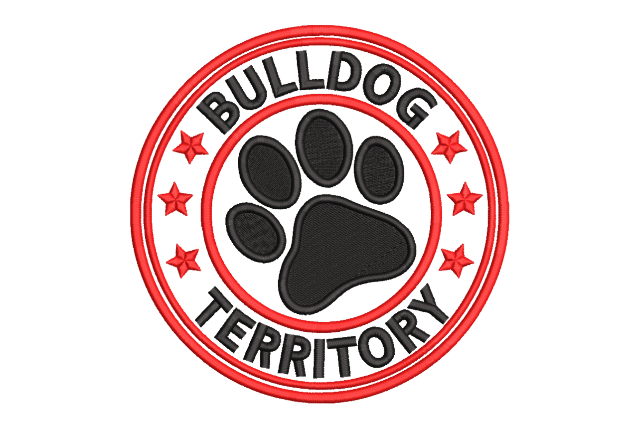 Bulldog Territory Paw Print Machine Embroidery Design
