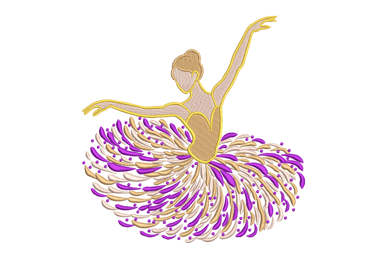 Ballerina Floral Tutu Machine Embroidery Design
