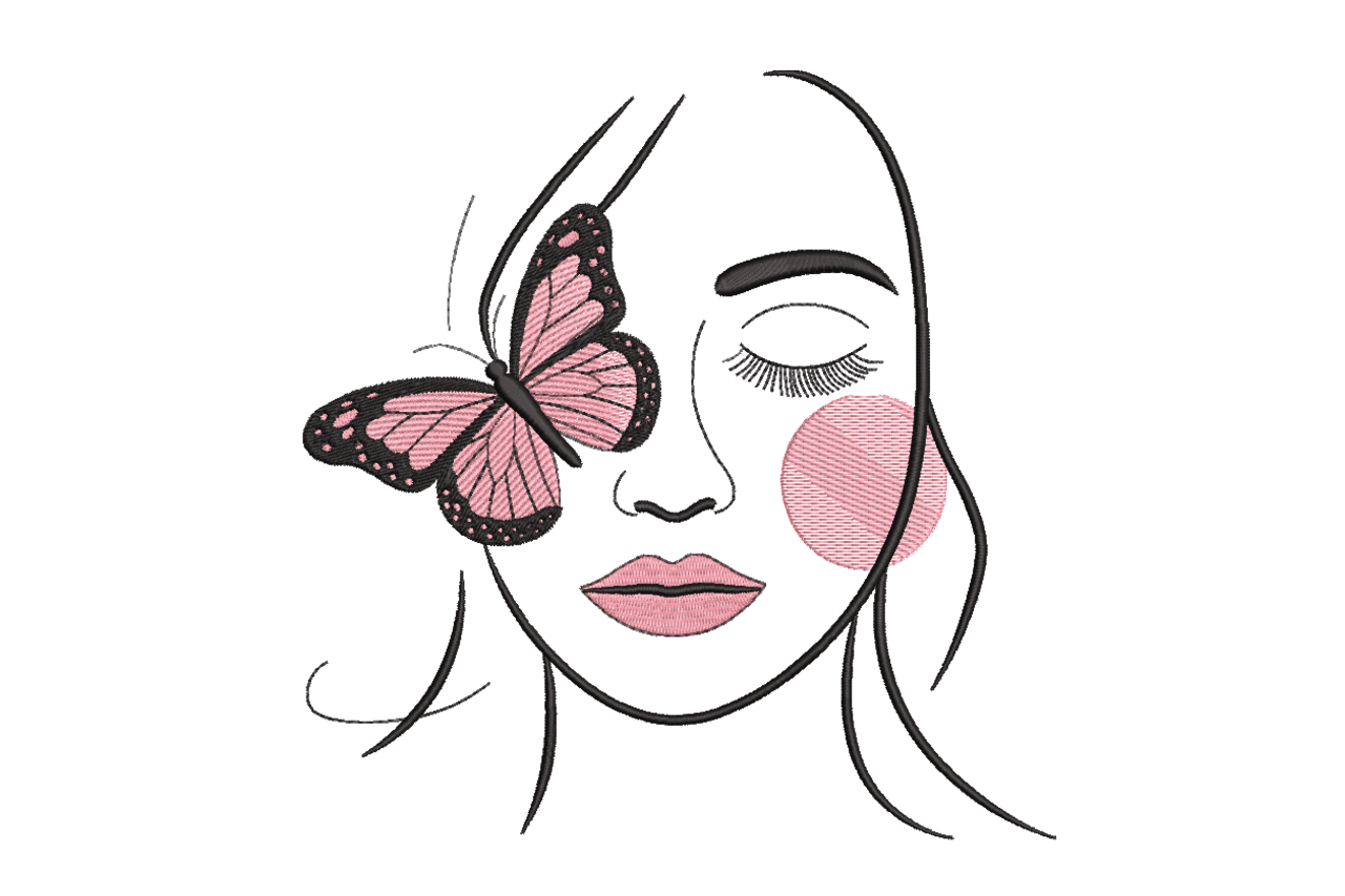 Butterfly Eye Beauty Line Art Machine Embroidery Design