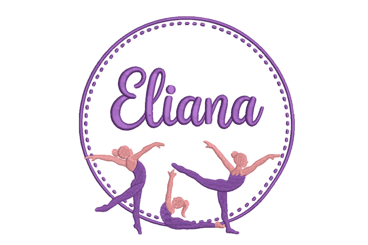 Eliana Gymnast Circle Frame Machine Embroidery Design
