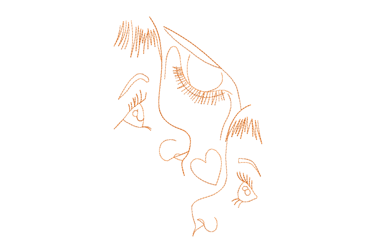 Abstract Line Art Faces Machine Embroidery Design
