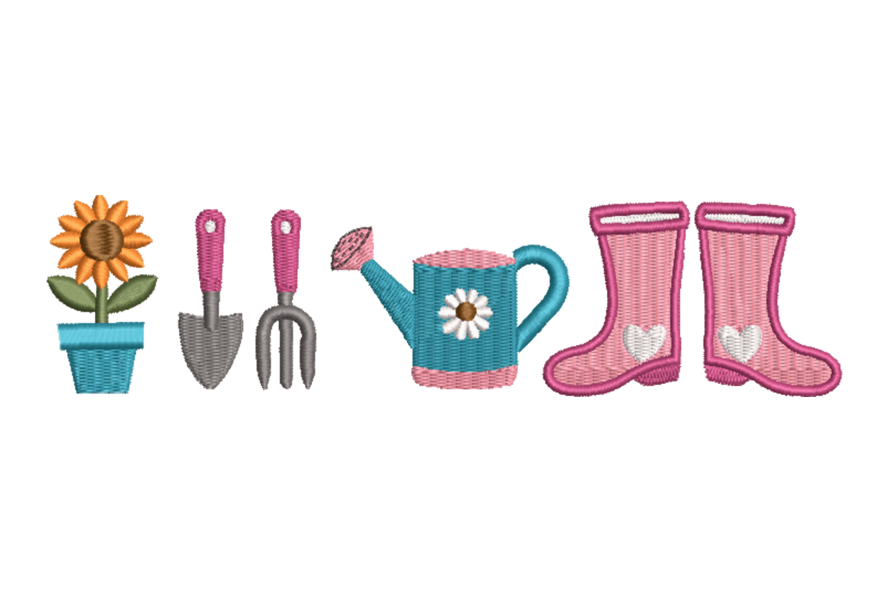 Garden Tools Sunflower Machine Embroidery Design