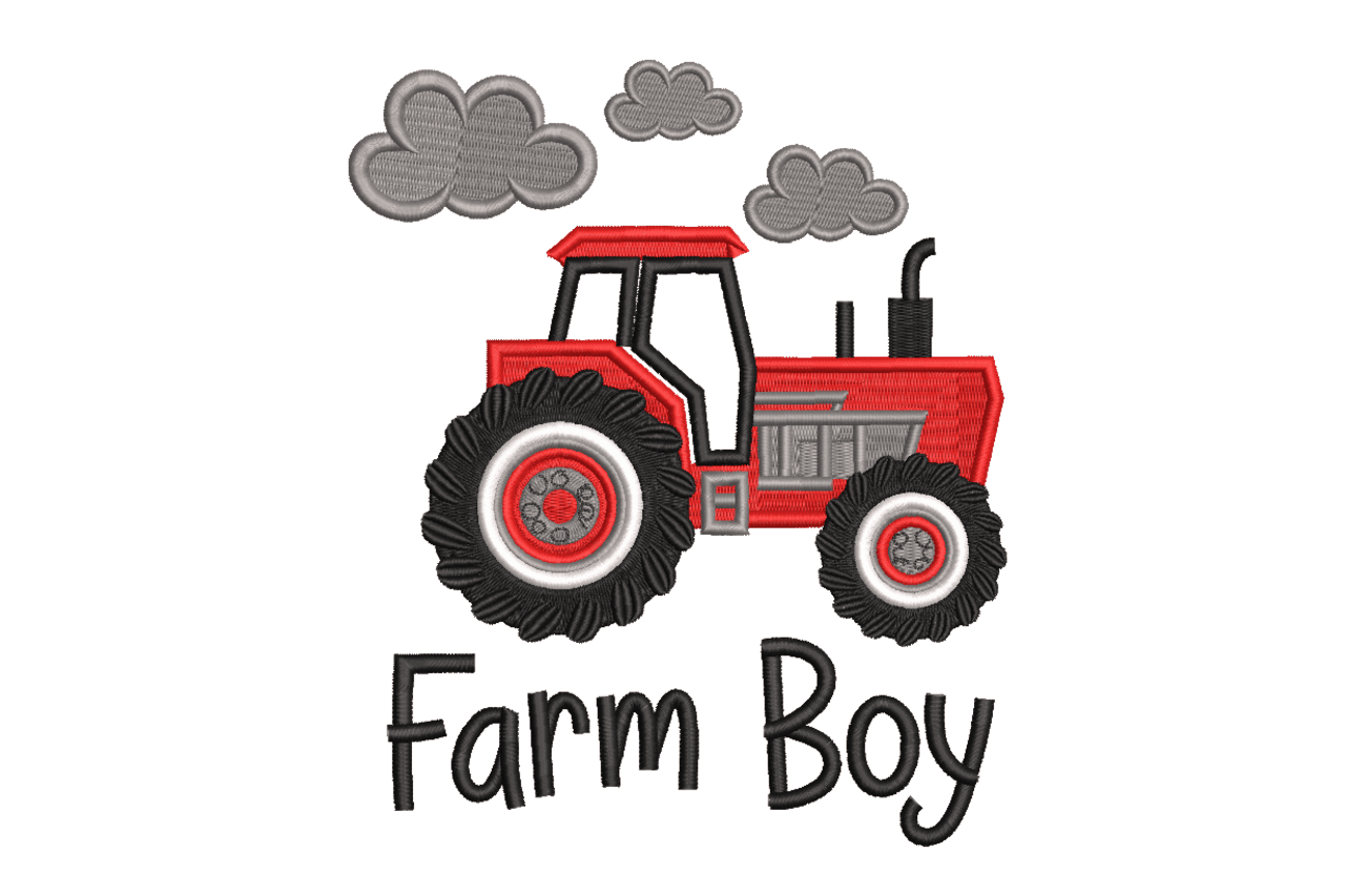 Farm Boy Tractor Machine Embroidery Design