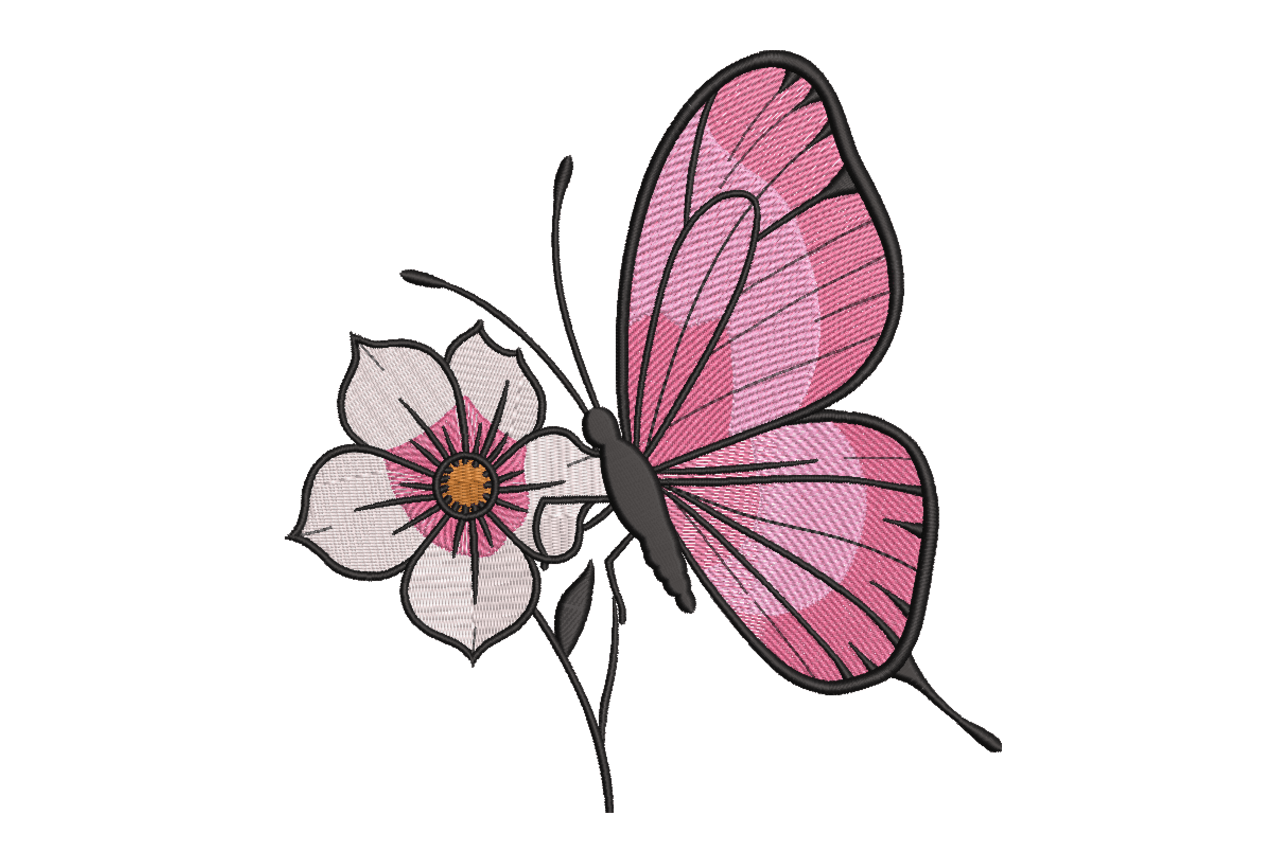 Butterfly and Blossom Machine Embroidery Design