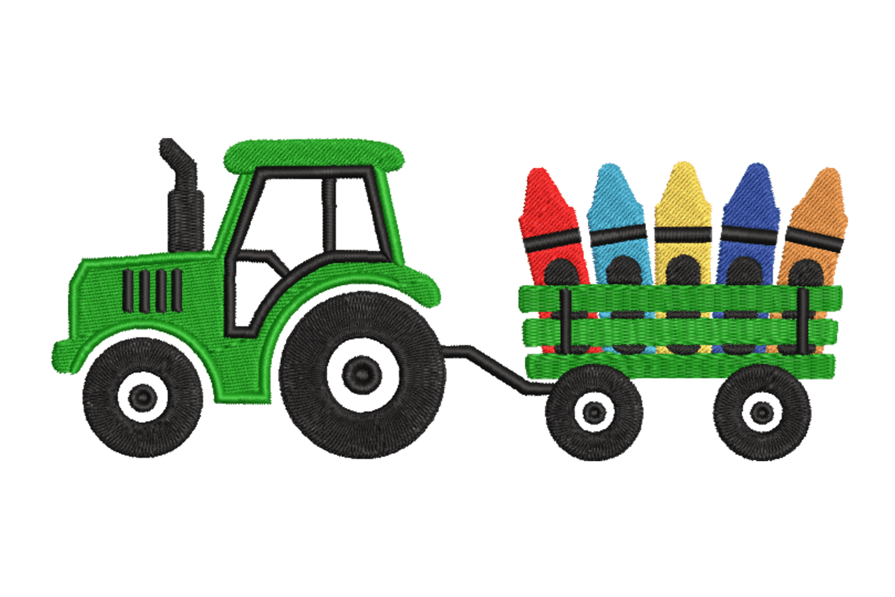 Tractor Crayon Wagon Machine Embroidery Design