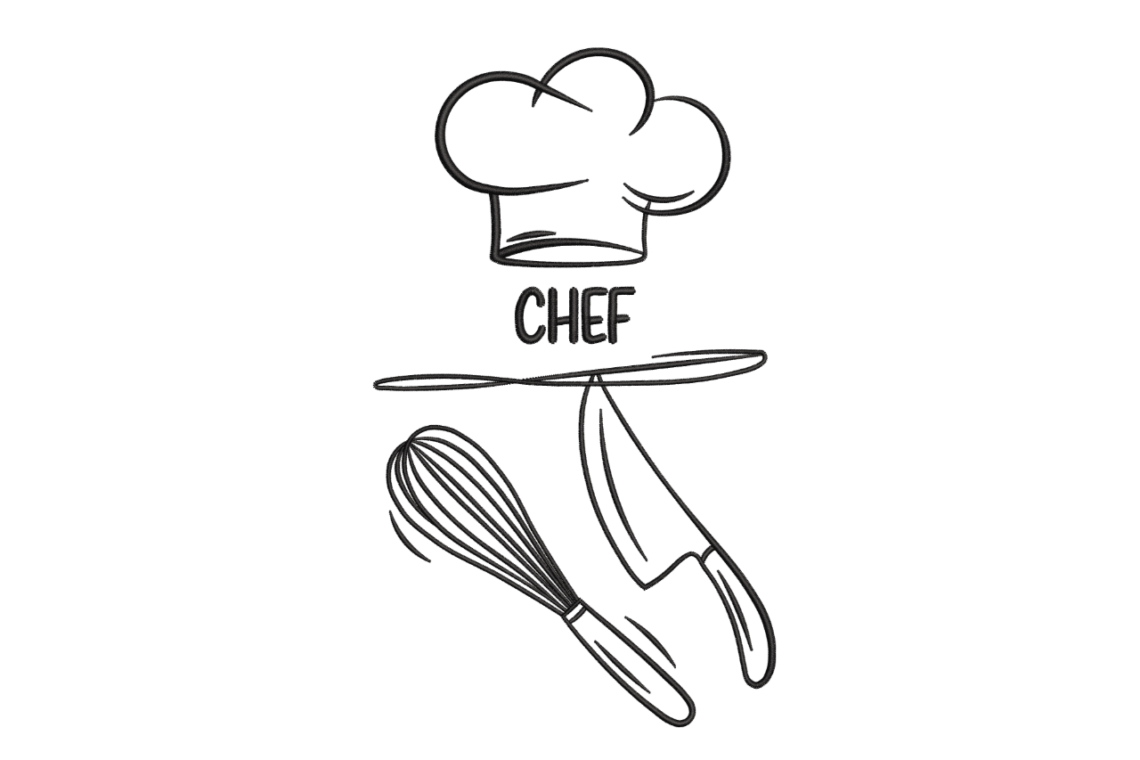 Chef Kitchen Utensils Machine Embroidery Design