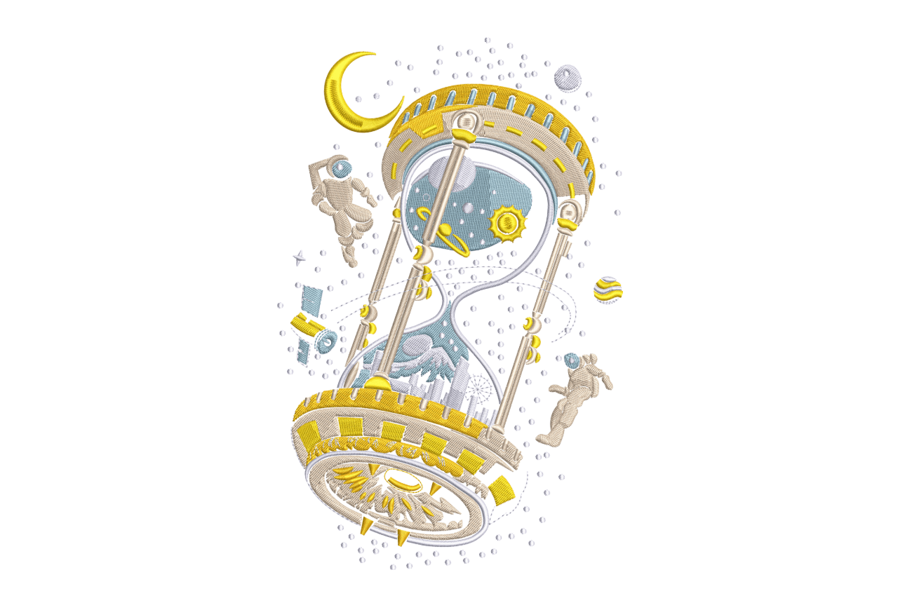 Universe Space Hourglass Machine Embroidery Design