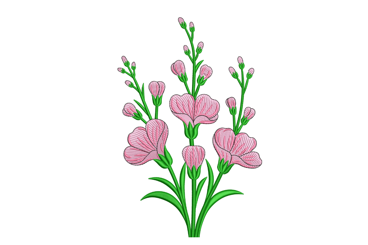 Nature Pink Wildflower Bloom Machine Embroidery Design