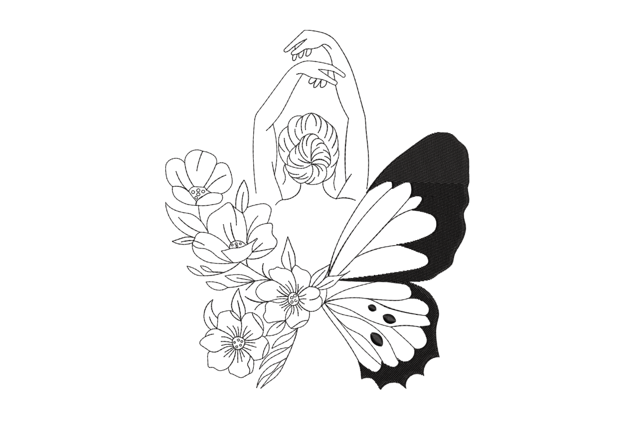 Butterfly Wing Ballerina Machine Embroidery Design
