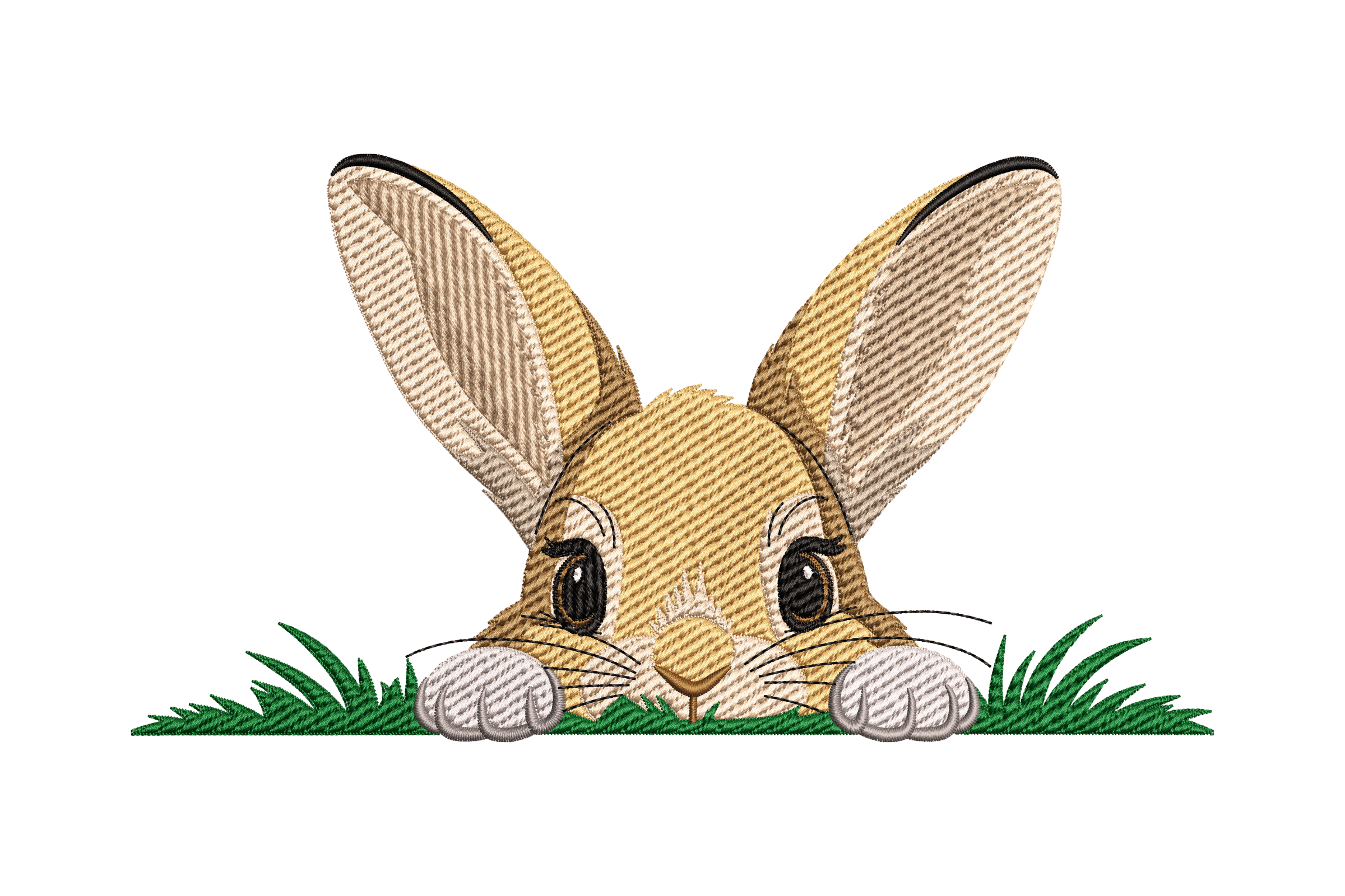 Bunny Peeking Through Grass Machine Embroidery Design