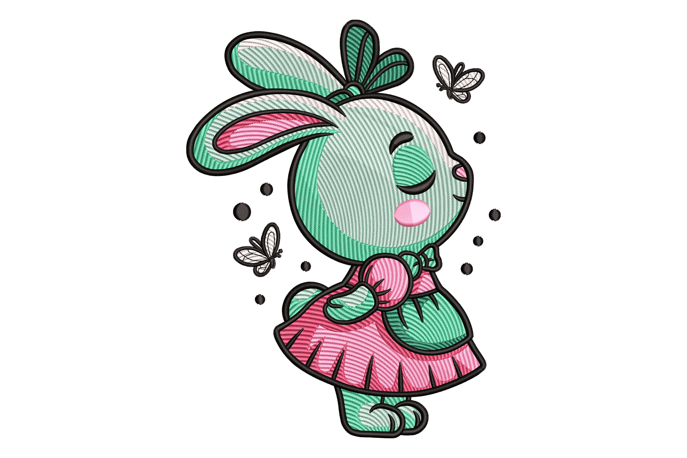 Cute Bunny Girl Machine Embroidery Design