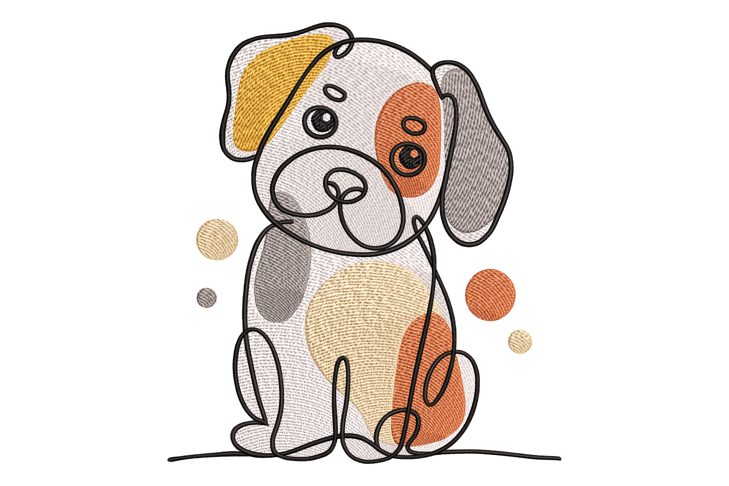 Cute Puppy Line Art Machine Embroidery Design