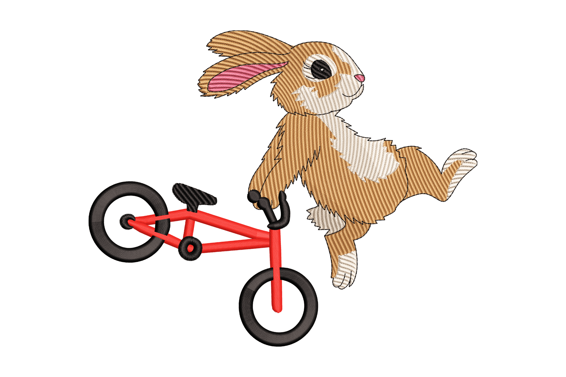 Adorable Bunny Riding Bicycle Machine Embroidery Design