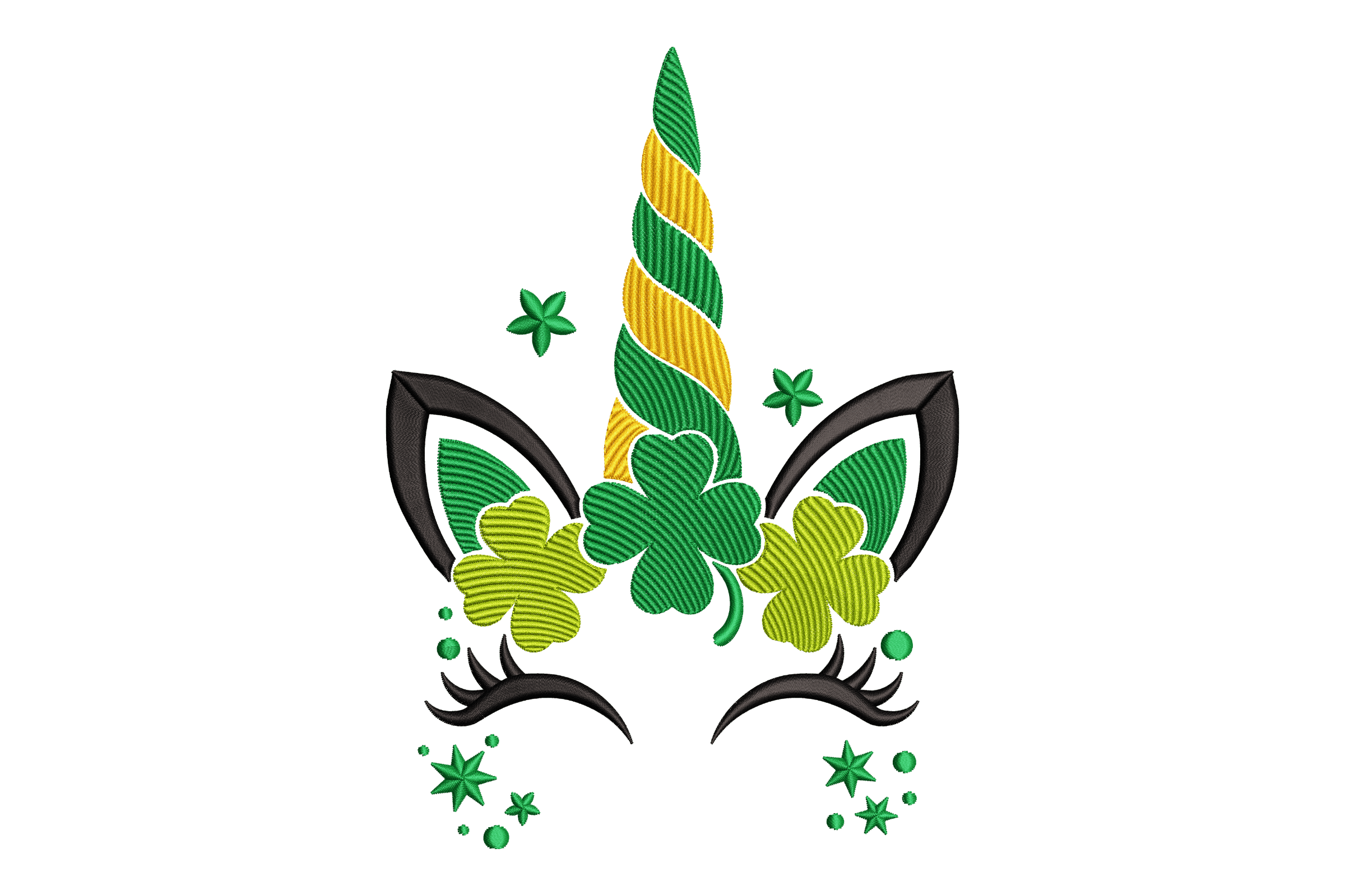 Shamrock Unicorn Face Machine Embroidery Design