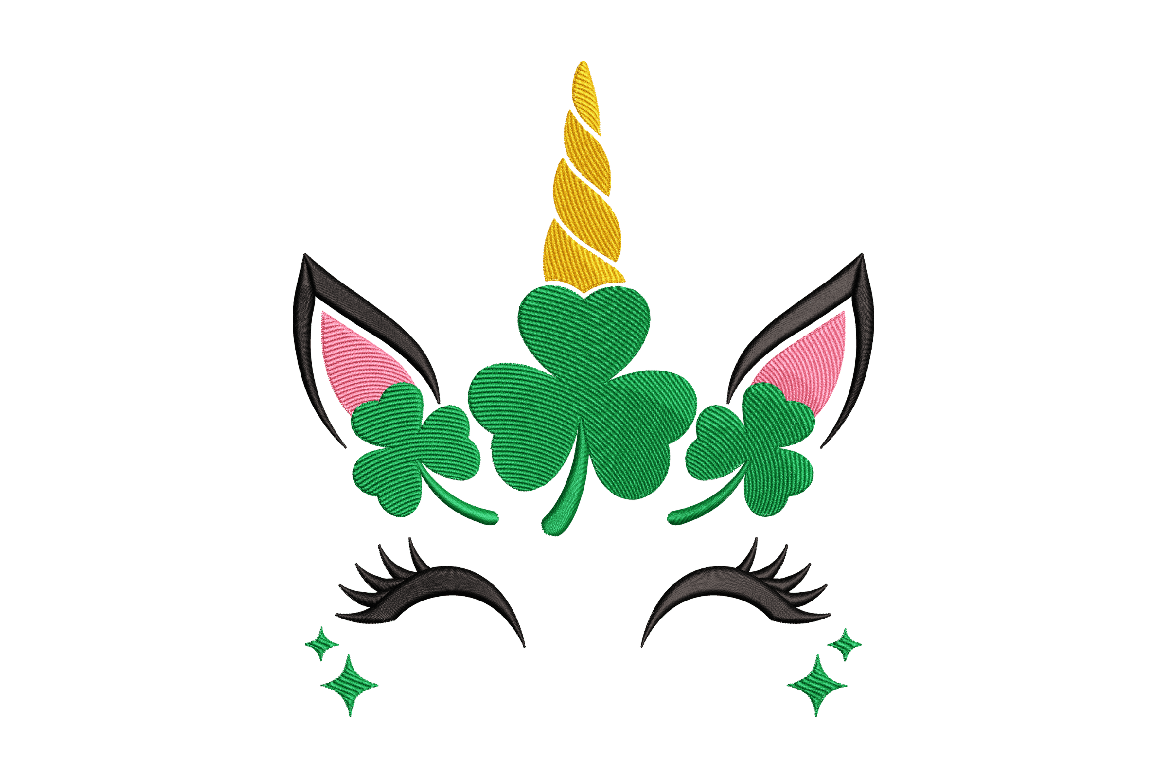 Shamrock Magic Unicorn Face Machine Embroidery Design