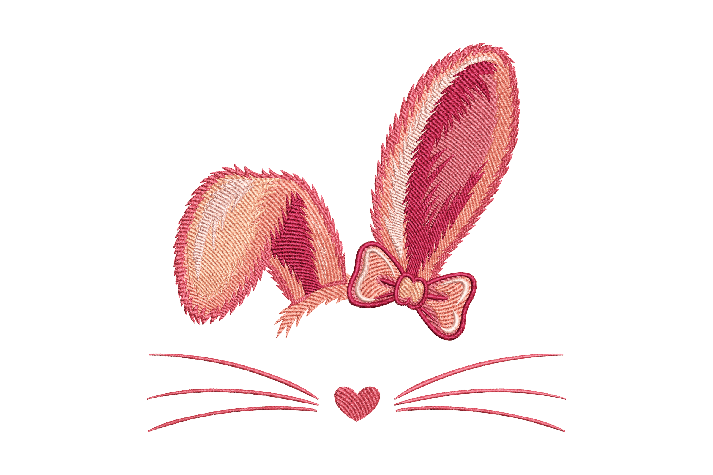 Pink Bunny Ears Bow Machine Embroidery Design