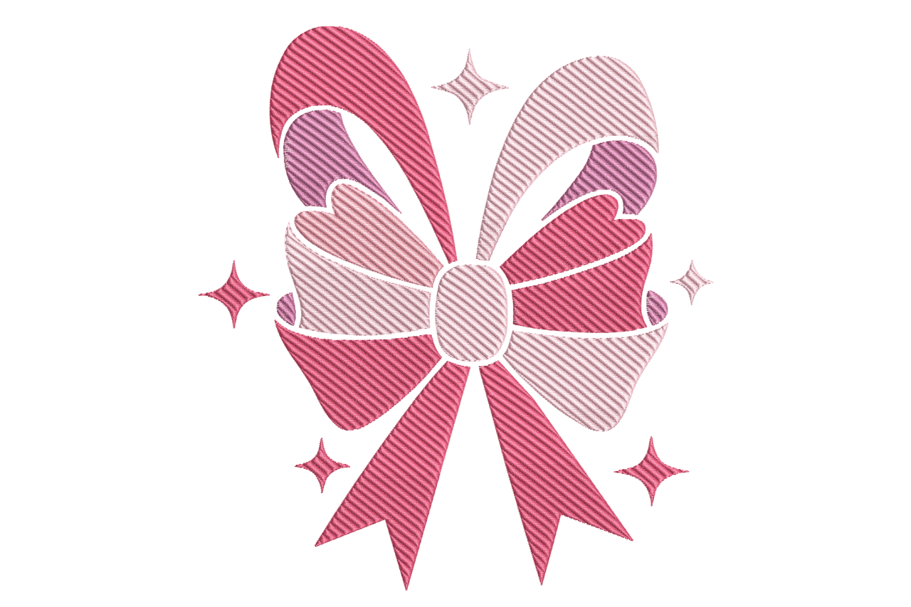 Pink Candy Ribbon Bow Machine Embroidery Design