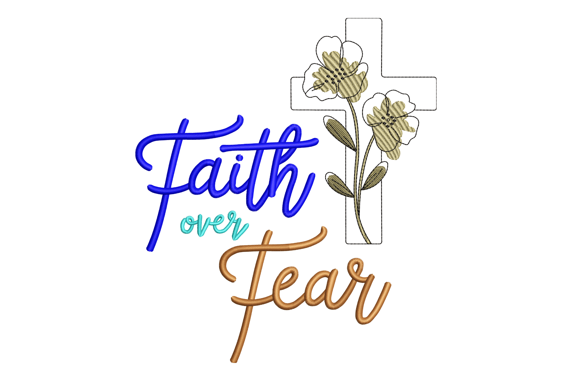 Faith Over Fear Cross Machine Embroidery Design