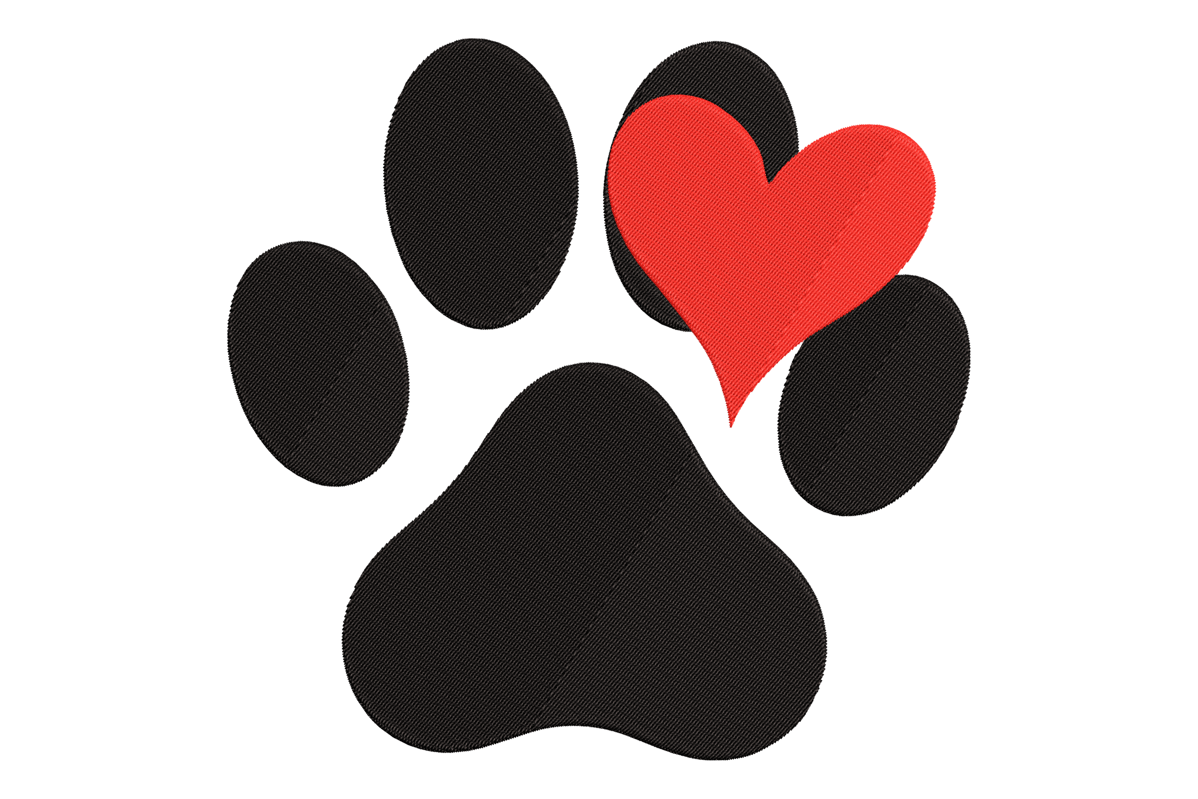 Paw Print Heart Machine Embroidery Design