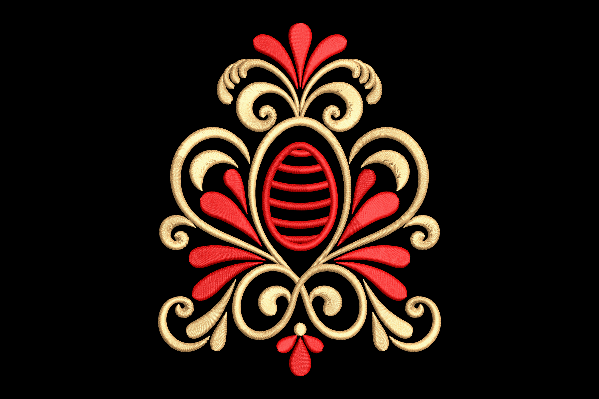 Ornate Floral Damask Machine Embroidery Design