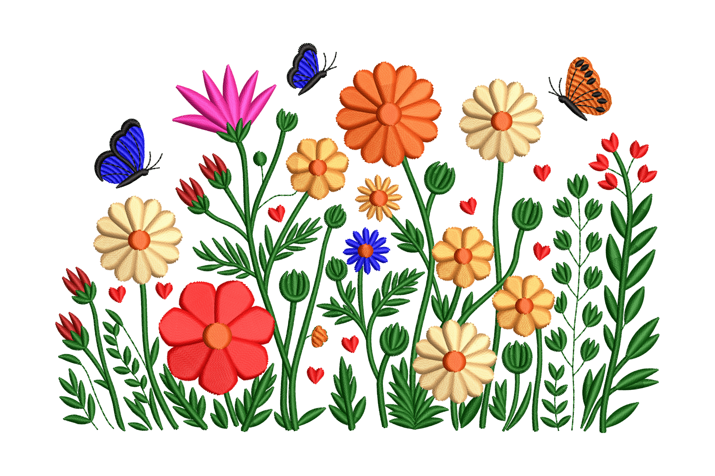 Wildflower Garden Butterflies Machine Embroidery Design