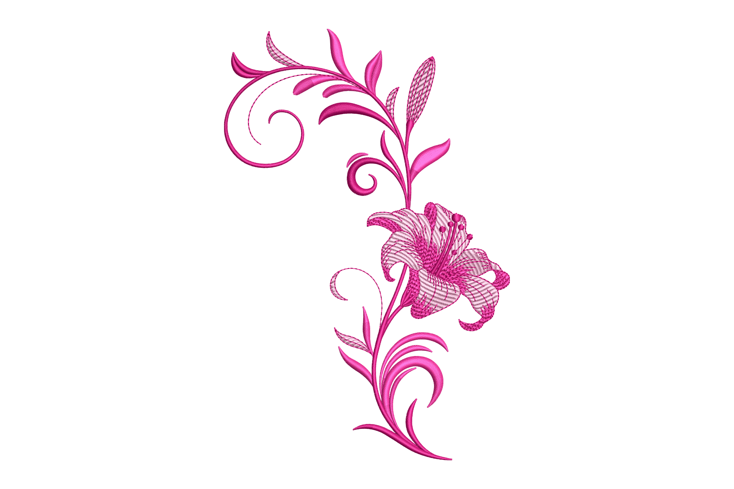 Pink Lily Floral Corner Machine Embroidery Design