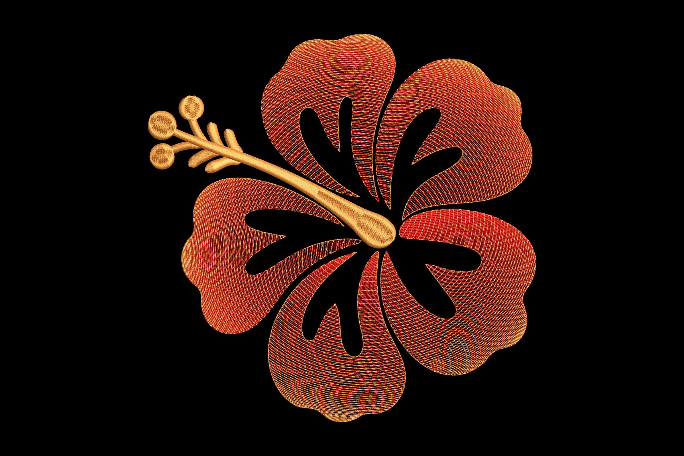Tropical Hibiscus Flower Machine Embroidery Design