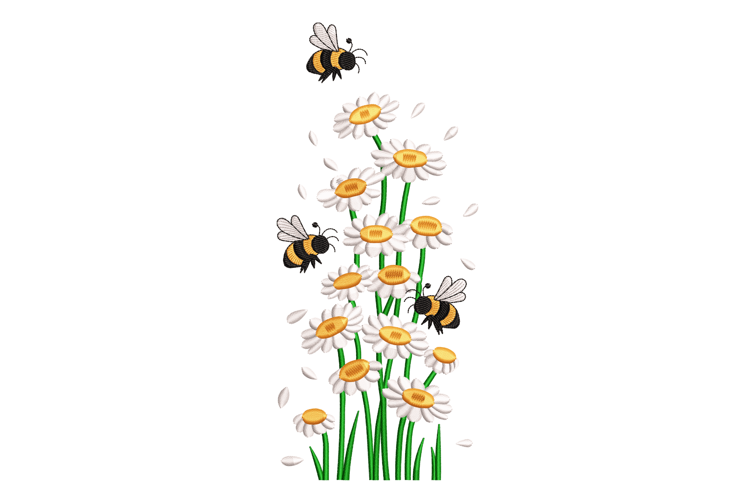 Bee & Daisy Wildflower Machine Embroidery Design