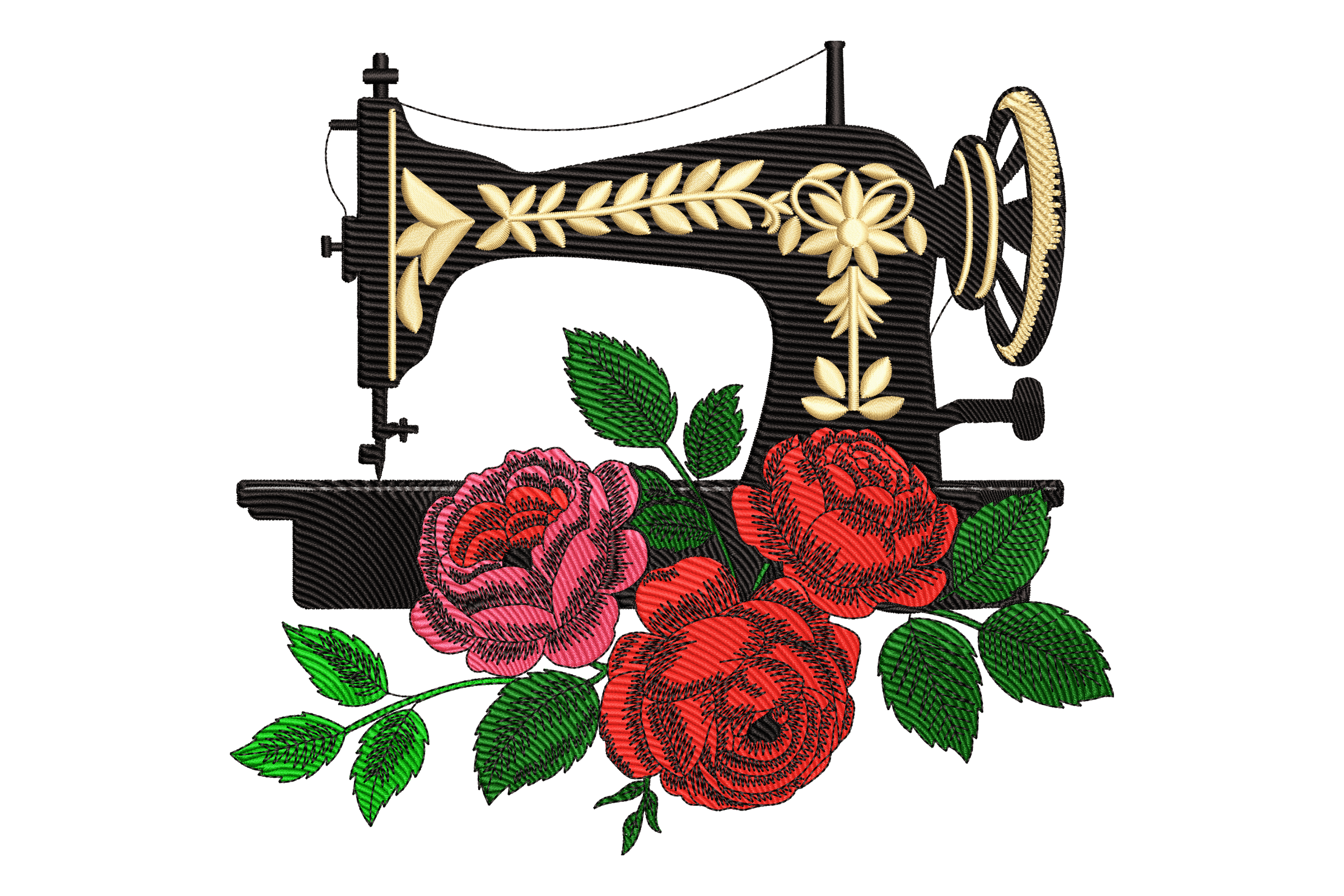 Vintage Sewing Roses Machine Embroidery Design
