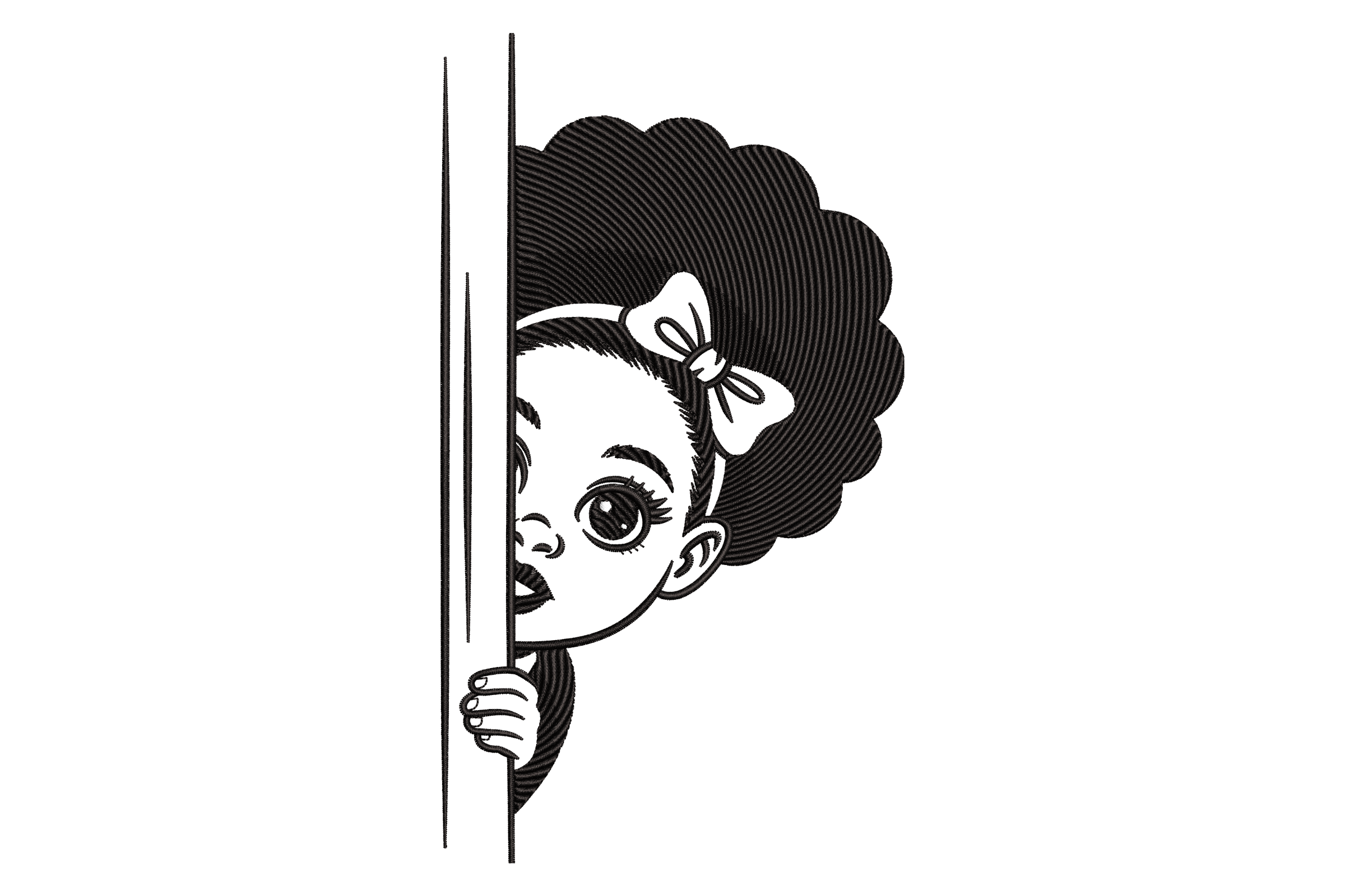 Peekaboo Black Girl Machine Embroidery Design