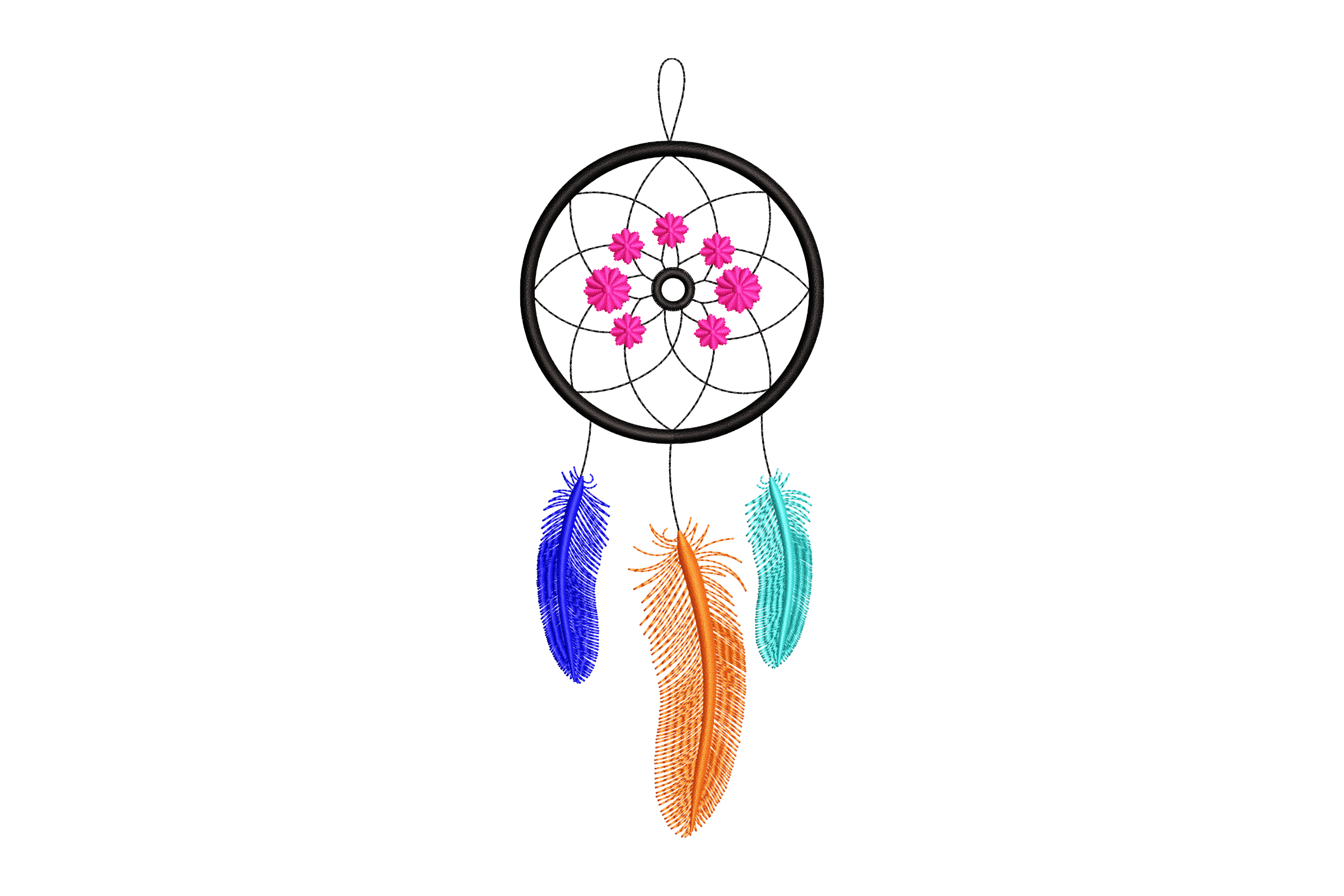 Dreamcatcher Floral Feather Machine Embroidery Design