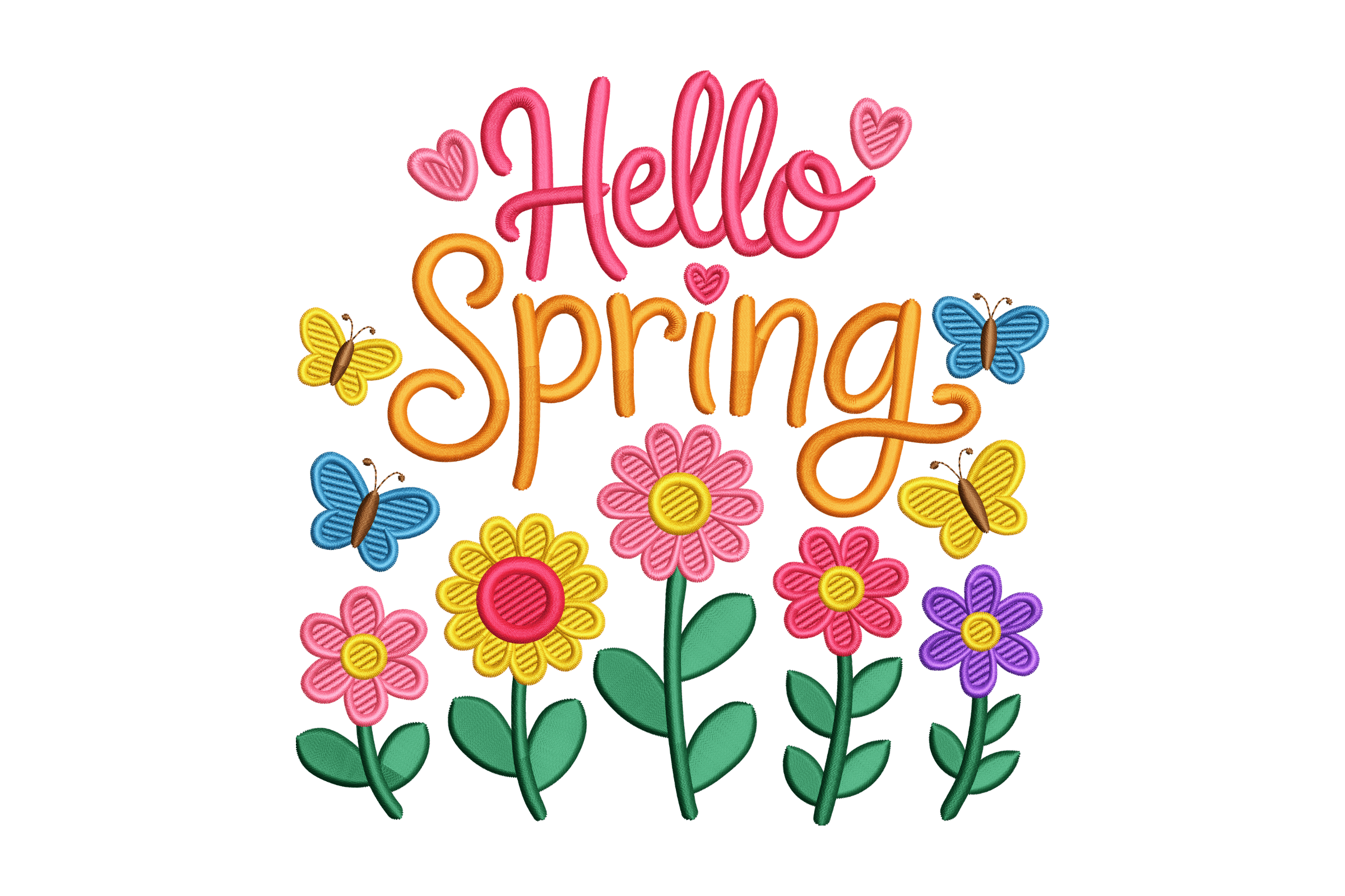 Hello Spring Flowers Machine Embroidery Design