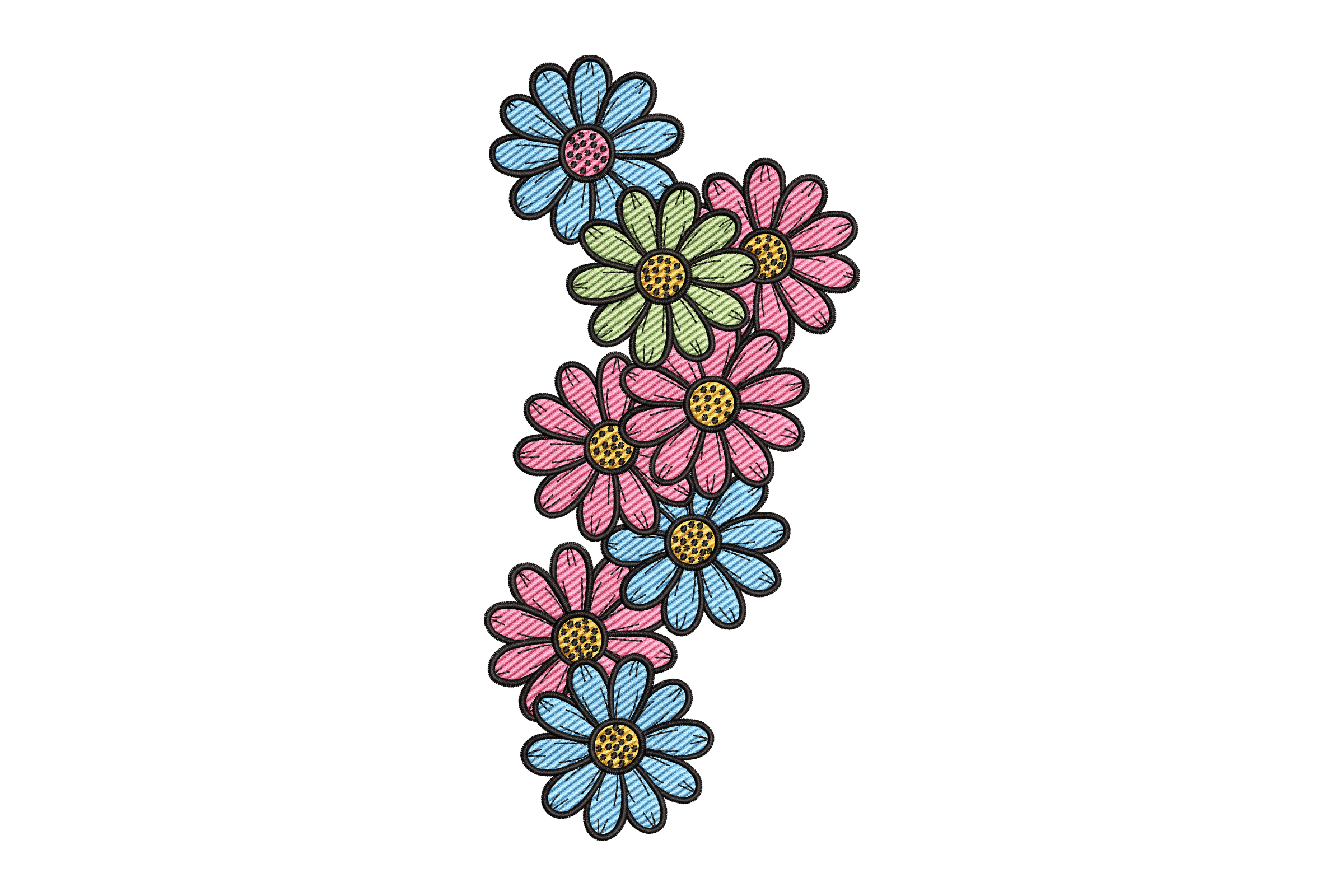 Flower Cluster Floral Border Machine Embroidery Design