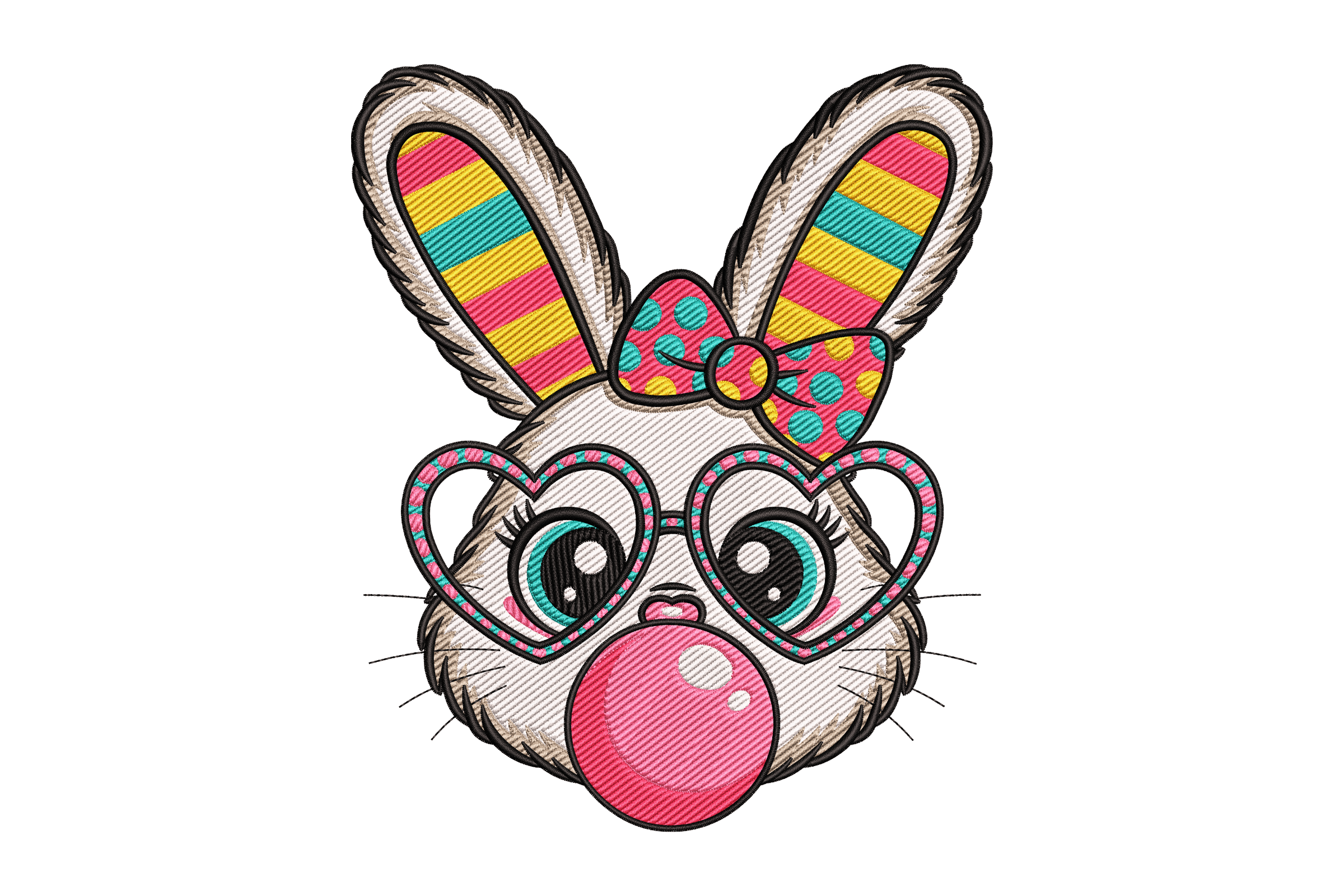 Cute Bunny Bubble Gum Machine Embroidery Design