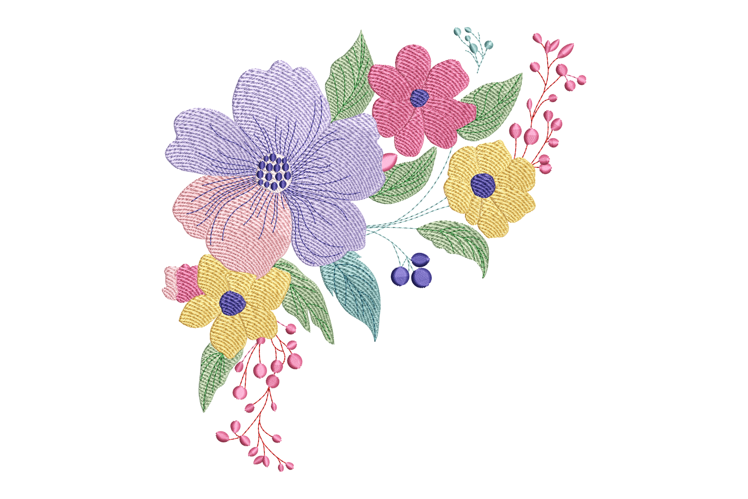 Floral Wildflower Bouquet Machine Embroidery Design