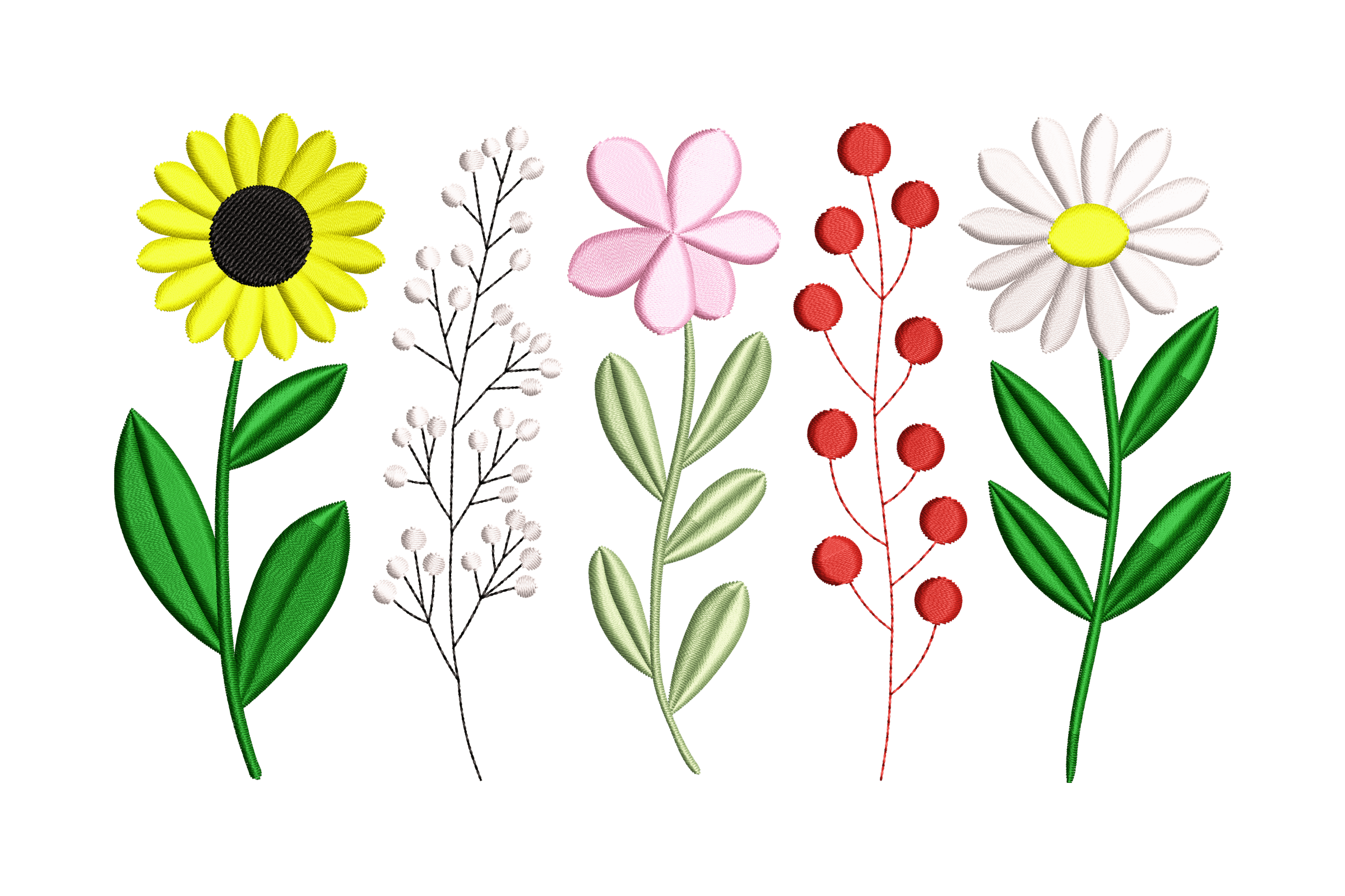 Wildflower Colorful Border Machine Embroidery Design