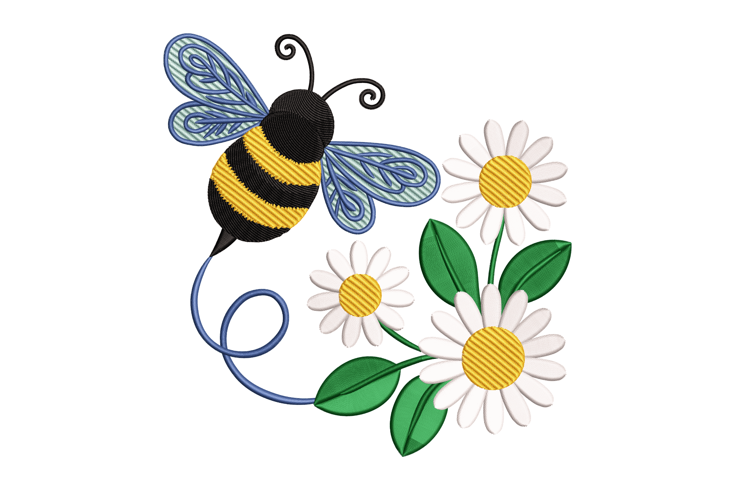 Bee and Daisy Floral Machine Embroidery Design