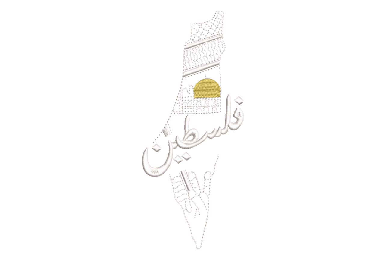 Palestine Map Dome Machine Embroidery Design