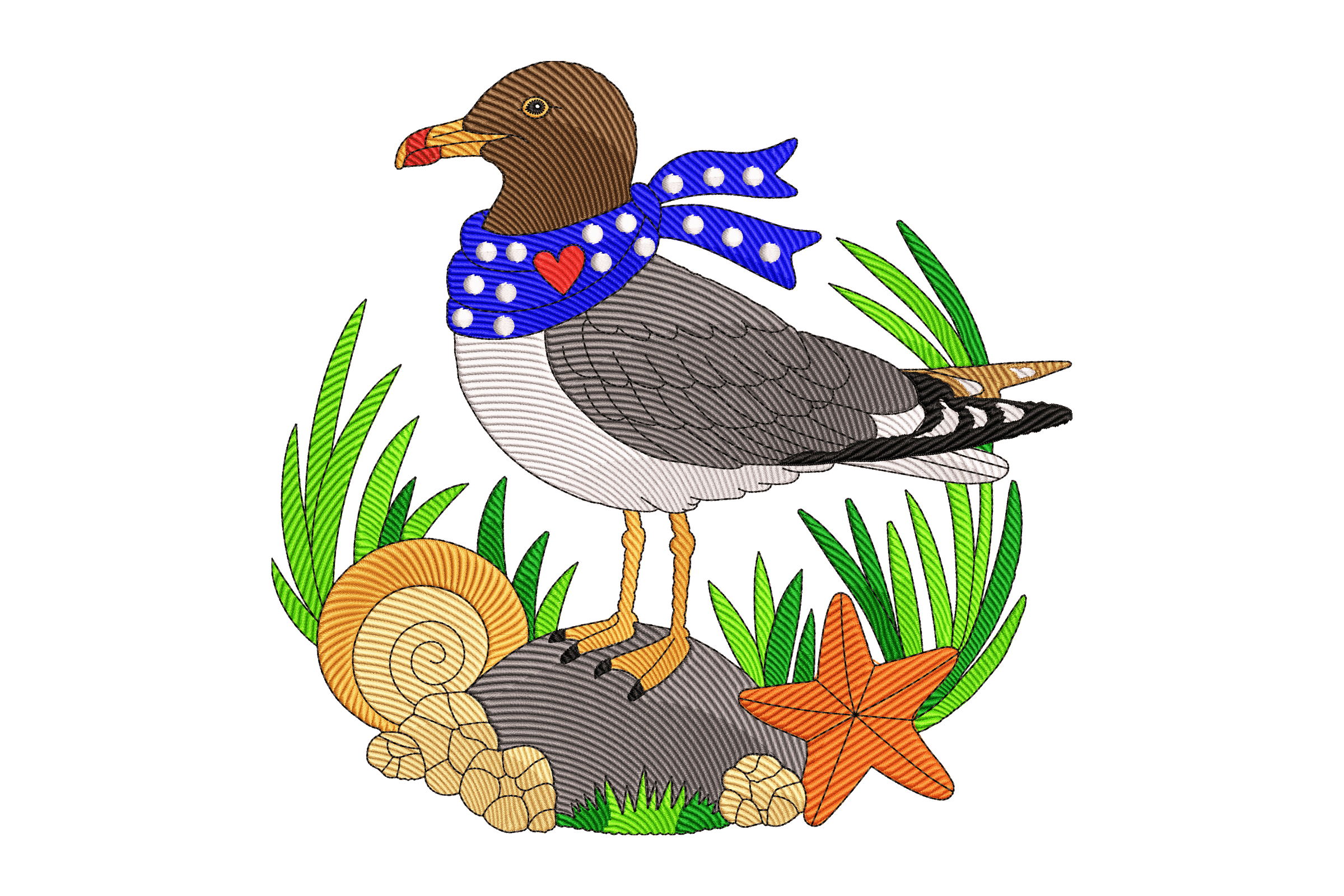 Beach Seagull Coastal Machine Embroidery Design