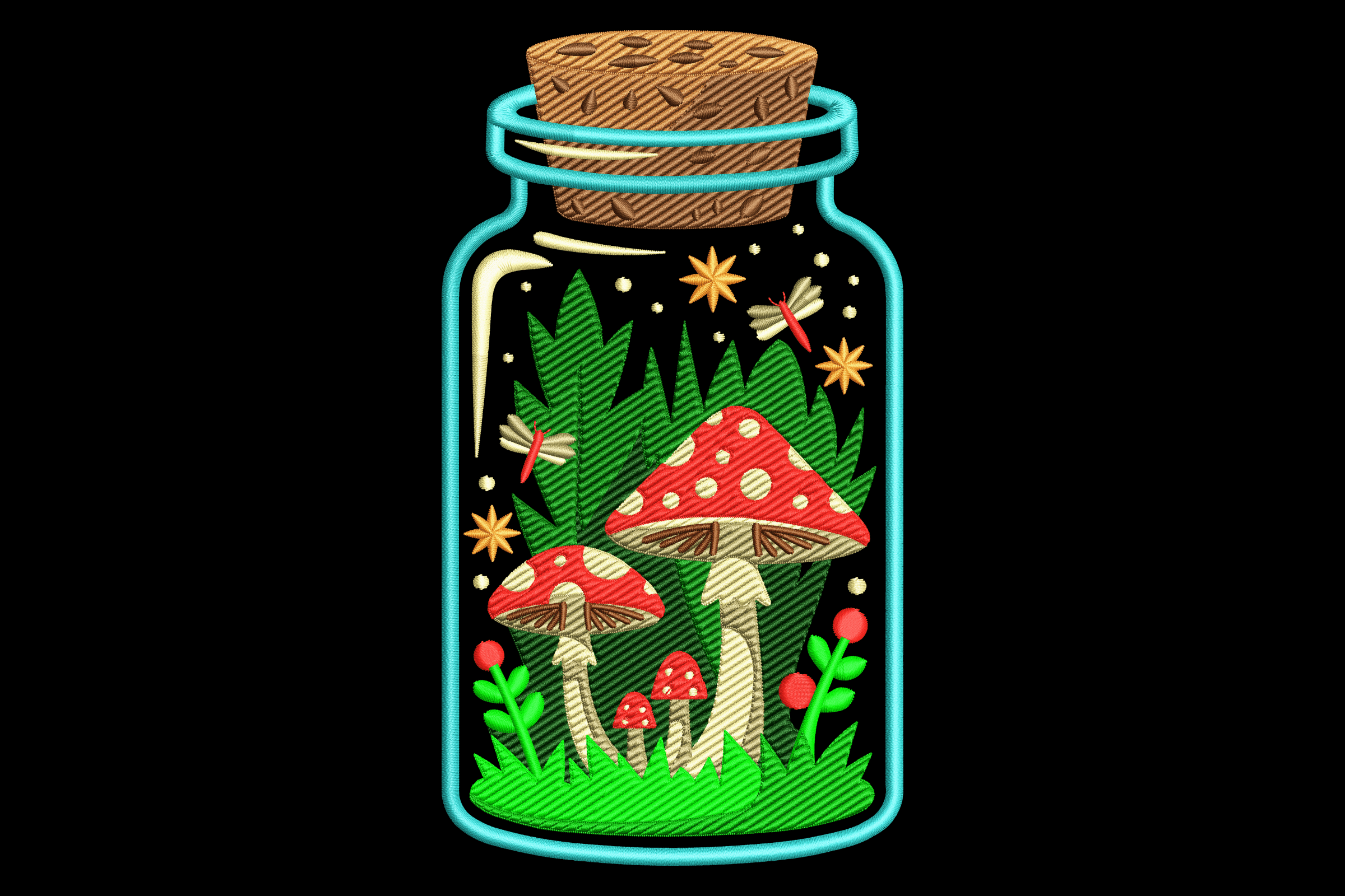 Mushroom Jar Woodland Machine Embroidery Design