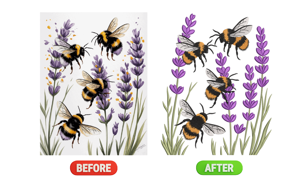 Embroidery digitizing before and after example 3
